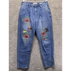 Skinny Fries‎ Size 9 Floral Mom Jeans Embroidered High Rise Jeans Denim SDR11085